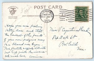 Thanksgiving Greetings Turkey Boys Clapsaddle Embossed Worcester MA Postcard