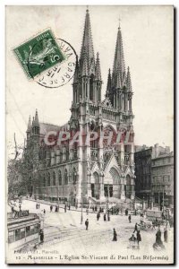 Old Postcard Marseille L & # 39Eglise St Vincent Tram