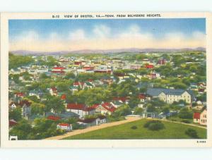 Unused Linen AERIAL VIEW OF TOWN Bristol Virginia VA n3631