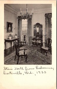 Stair Hall from Readbourne, Centerville MD Vintage Postcard O65