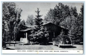 1950 Main Lodge Journey's End Lodge Leech Lake Walker Minnesota MN Tree Postcard