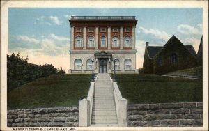 Cumberland Maryland MD Masonic Temple Masons Fraternal Order Vintage Postcard