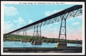 Minnesota ST. PAUL High Bridge over Mississippi River - White Border