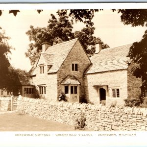 c1940s Dearborn, MI RPPC Greenfield Village Photo House Cotswold Cottage A164