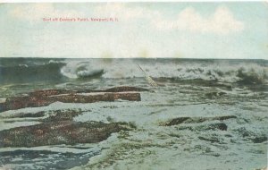 Newport Rhode Island RI Surf off Easton's Point 1910 Postcard Flag Cancel