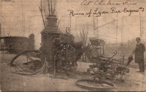 Massachusetts Chelsea Fire 12 April 1908 Ruins Of Lynn Fire Engine #1 1908