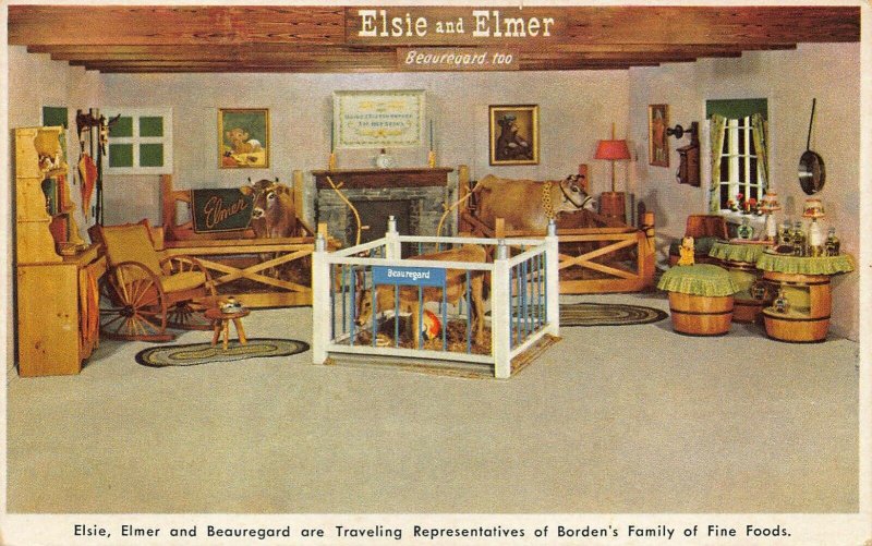 Elsie and Elmer Beauregard Traveling Rep's of Borden's Fine Foods Postcard