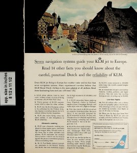 1962 KLM Airlines Jet to Europe Read 14 Vintage Print Ad 6584