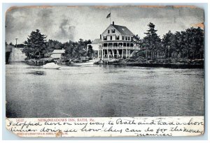 1905 New Meadows Inn Hotel Lake Front Bath Maine ME Posted Antique Postcard