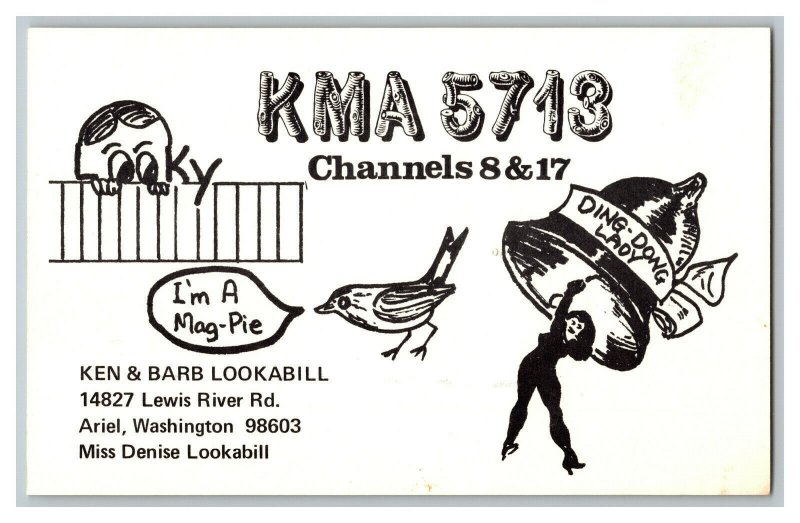 Postcard QSL Radio Card From Ariel Washington KMA 5713 