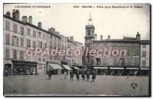Old Postcard Issoire Place De La Republique and Le Theater