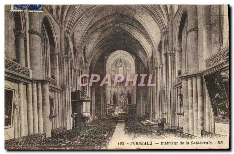 Postcard Old Bordeaux Interior De La Cathedrale