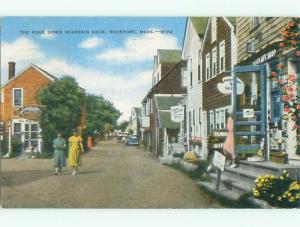 Linen OLD CARS & SHOPS ON STREET Rockport Massachusetts MA n1345