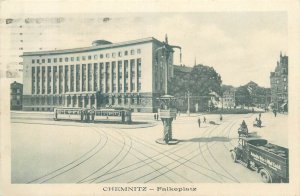 Germany Chemnitz Falkeplatz tram Deutsche Bank 1927 