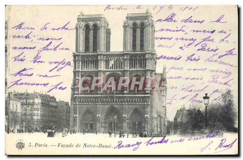 Postcard Old Paris Facade of Notre Dame