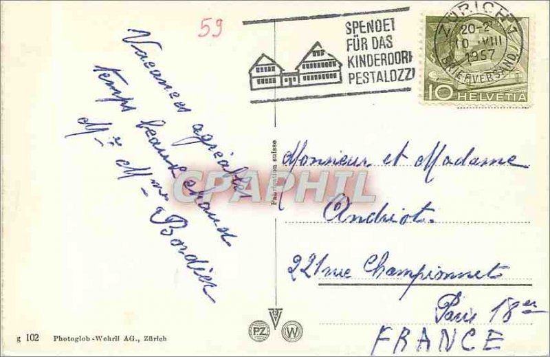 Postcard Modern mit Zurich Grossmunster