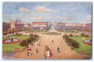 c1910 Independence Square Montevideo Uruguay RMSP Oilette Tuck Art Postcard