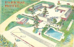 Dothan Alabama Parkway Motel swimming pool Bowers 1960s Postcard 24-7541