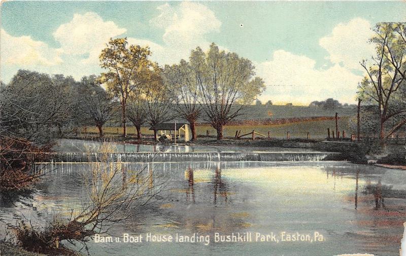 Easton Pennsylvania~Bushkill Park Boat House & Dam~1910 Postcard