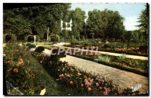 Modern Postcard Bourges Le Jardin des Pres Ficaux The rose garden and the God...