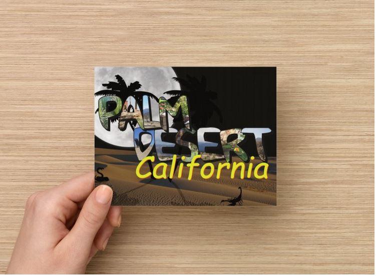 Set of 6 Handmade Postcards, Greetings from Palm Desert California Big Letter