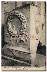 Postcard Old Lapidary Museum Altar Romanus I century Civic Crown