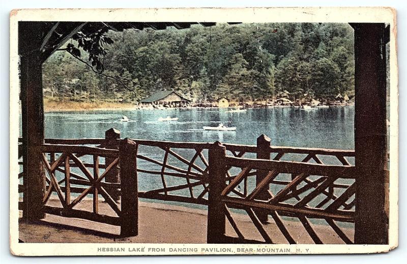 Postcard NY Bear Mountain Hessian Lake from Dancing Pavilion