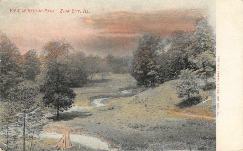 View In Beulah Park, Zion City, Illinois ca 1910s Vintage Postcard