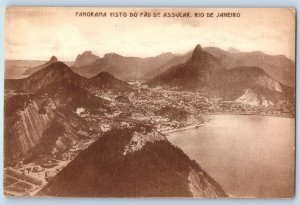 Rio de Janeiro Brazil Postcard Panoramic View of Sugarloaf Mountain c1930's