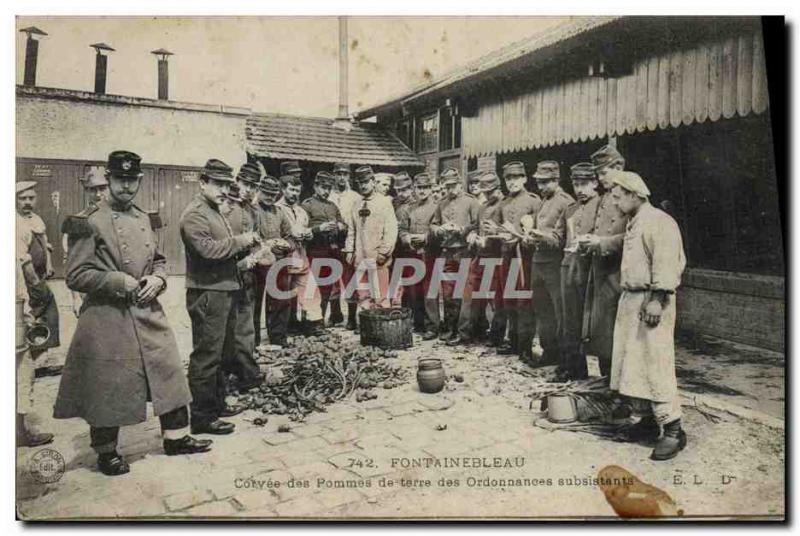 Postcard Old Army Fontainebleau Corvee potatoes of the remaining orders