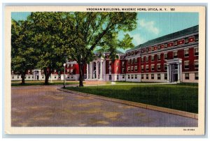 c1930's Vroman Building Masonic Home Utica New York NY Unposted Vintage Postcard