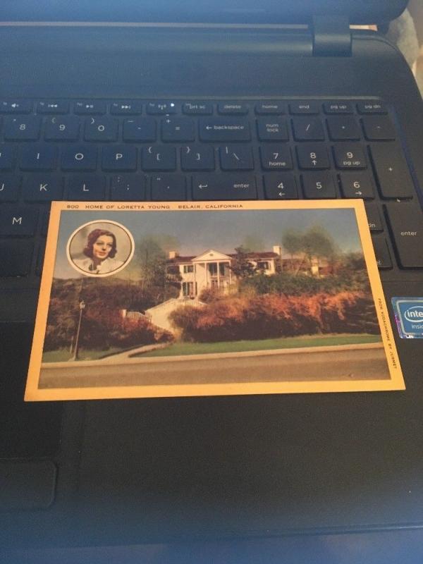 Vtg Postcard: Home of Loretta Young, Belair California