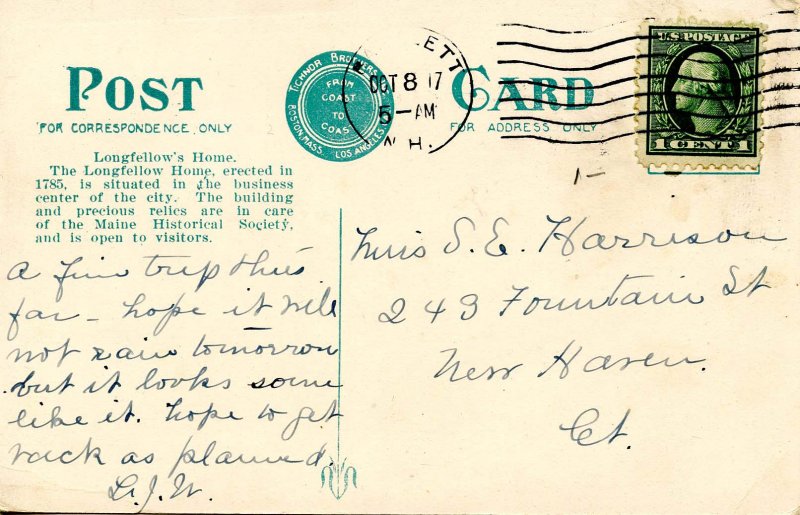 ME - Portland. Longfellow's Home