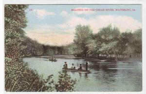 Boating Cedar River Waterloo Iowa 1910c postcard