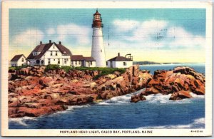 VINTAGE POSTCARD PORTLAND HEAD LIGHTHOUSE AT PORTLAND MAINE MAILED 1936