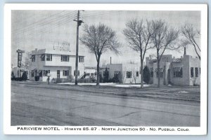 c1920's Parkview Motel & Restaurant Building Dirt Road Pueblo Colorado Postcard