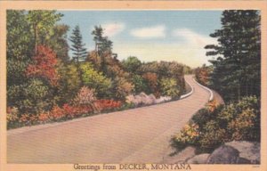 Montana Greetings From Decker Showing Road Scene