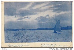 Evening Scene of sail boats on the water, Poem by Victor J. Daley, 10-20s