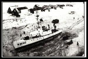 Postcard USS General Green WMEC-140 Grounded in Snow Storm 1960 Cape Cod 