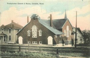 Chehalis Washington Hand Colored Presbyterian Church Manse 1911 Postcard 21-3701