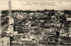 CPA Militaire - SERMAIZE - Vue générale apres le Bombardement (91730)