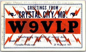 1935 QSL Radio Card W9VLP Crystal City MO Amateur Radio Station Posted Postcard