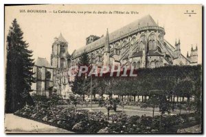 Old Postcard Bourges Cathedral The view from the garden of the city & # 39Hotel