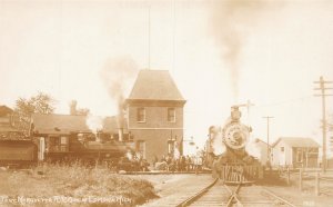 DS1/ Edmore Michigan RPPC Postcard c1910 P.M. Railroad Depot Station 53