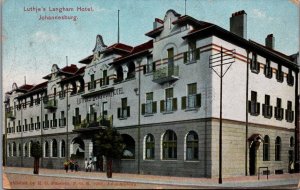 South Africa Luthje's Langham Hotel Johannesburg Vintage Postcard 09.57
