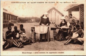 Congo Haut COngo Avec Entrain On Apprend a Coudre Vintage Postcard C119