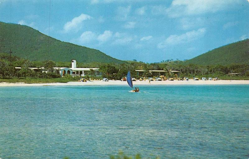 ST THOMAS, Virgin Islands  BLUEBEARD'S BEACH CLUB  Roadside WINDSURFING Postcard