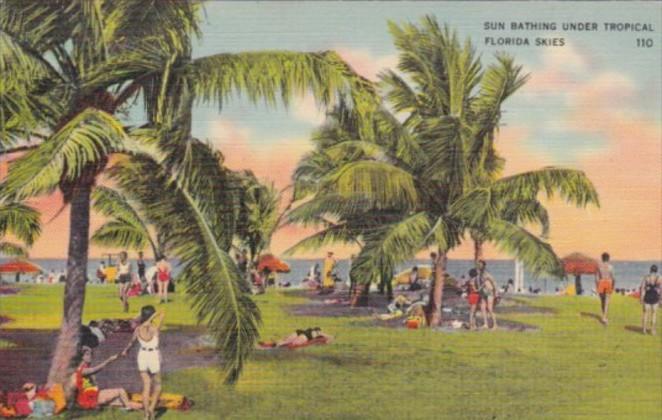 Florida Beach Scene Sun & Surf Bathers