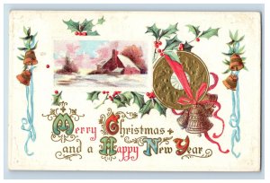 Circa 1910 Christmas Missletoe & Bells Vintage Postcard P108E