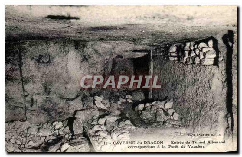 Old Postcard Dragon's Cave Tunnel Entrance German Militaria